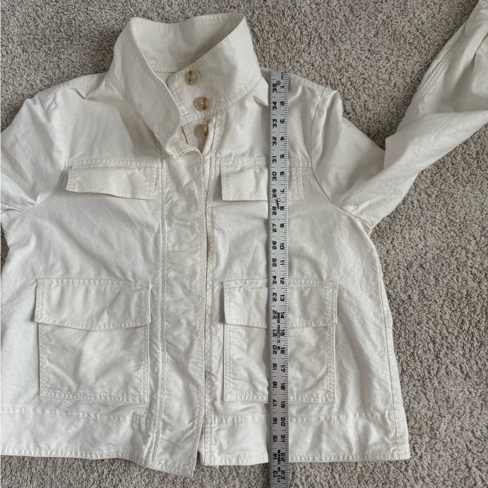 LOFT Off-White Linen Blend Utility Jacket Medium - Picture 8 of 8